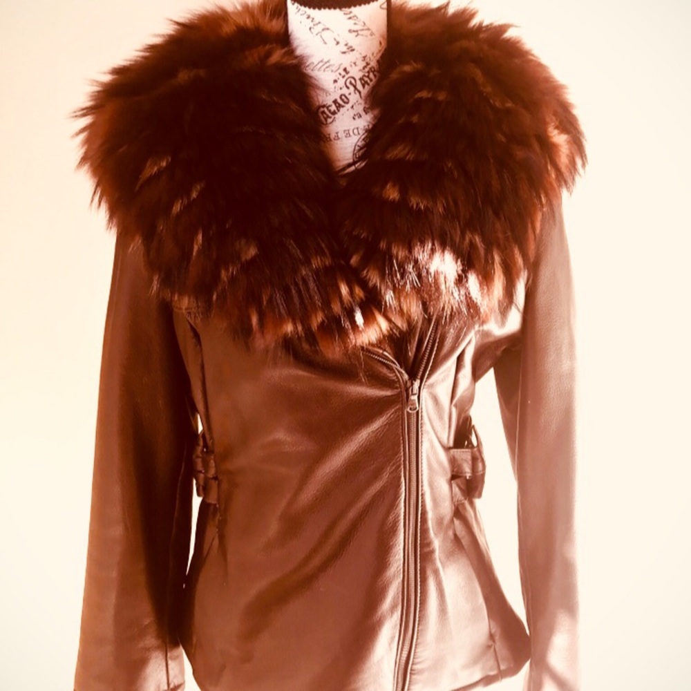 🔥✨Anna Biagini Brown/Faux Fur Leather Coat✨🔥🔥🔥🔥🔥🔥🔥🔥 - Picture 3 of 8
